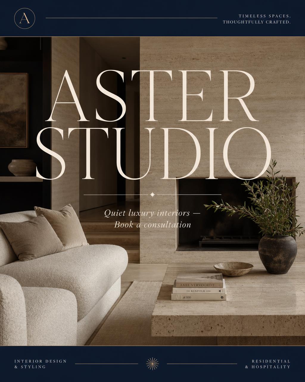Editorial Instagram ad designed for Aster Studio interior design